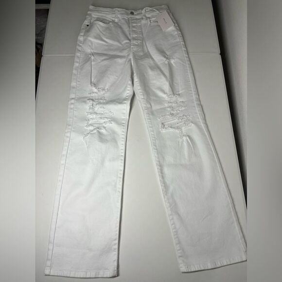 Cello NWT High Waist Ripped Wide White Jeans Size 7 - Picture 4 of 9
